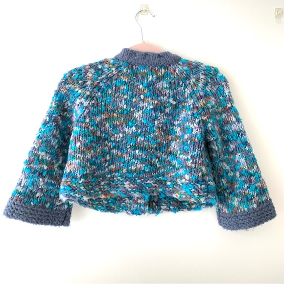 Cropped Bolero Mini Cardigan in turquoise, purple, grey knit - Picture 2 of 5